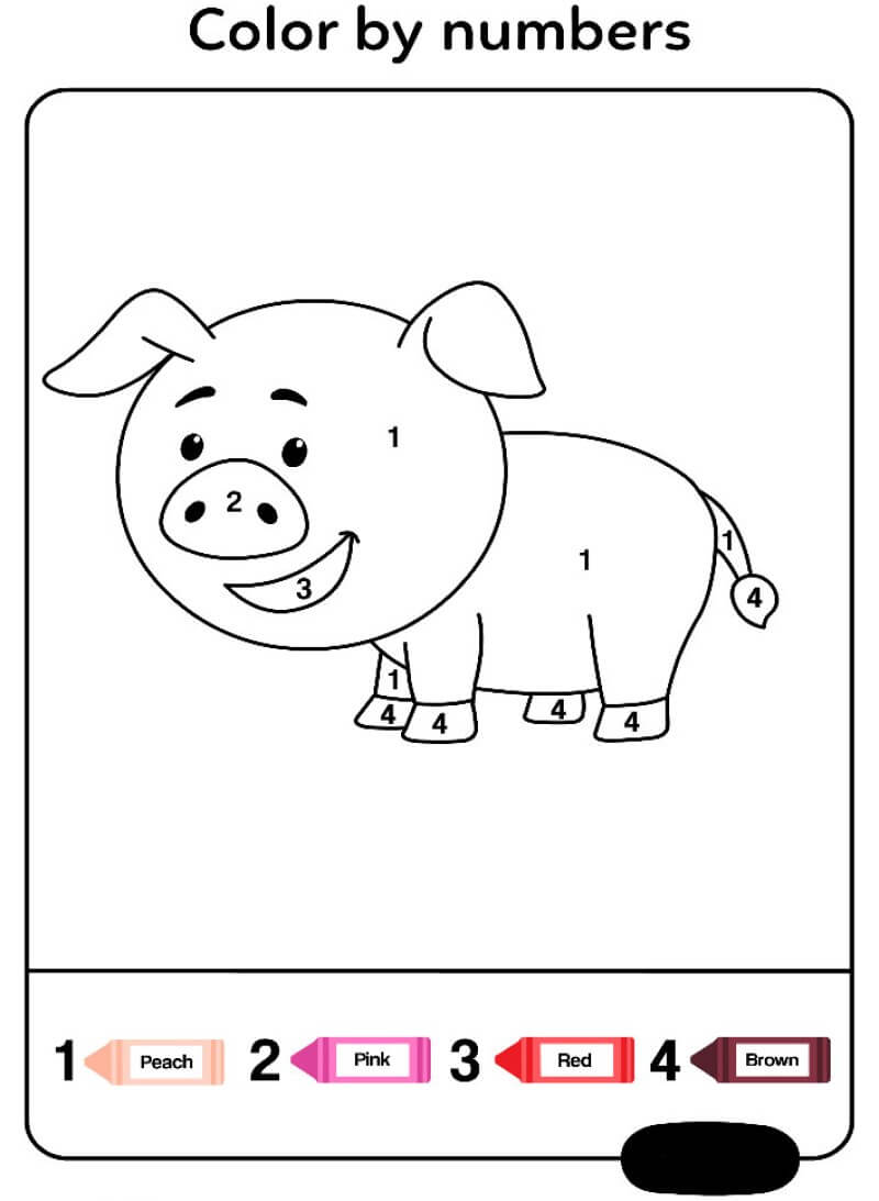 Smilling pig color by number
