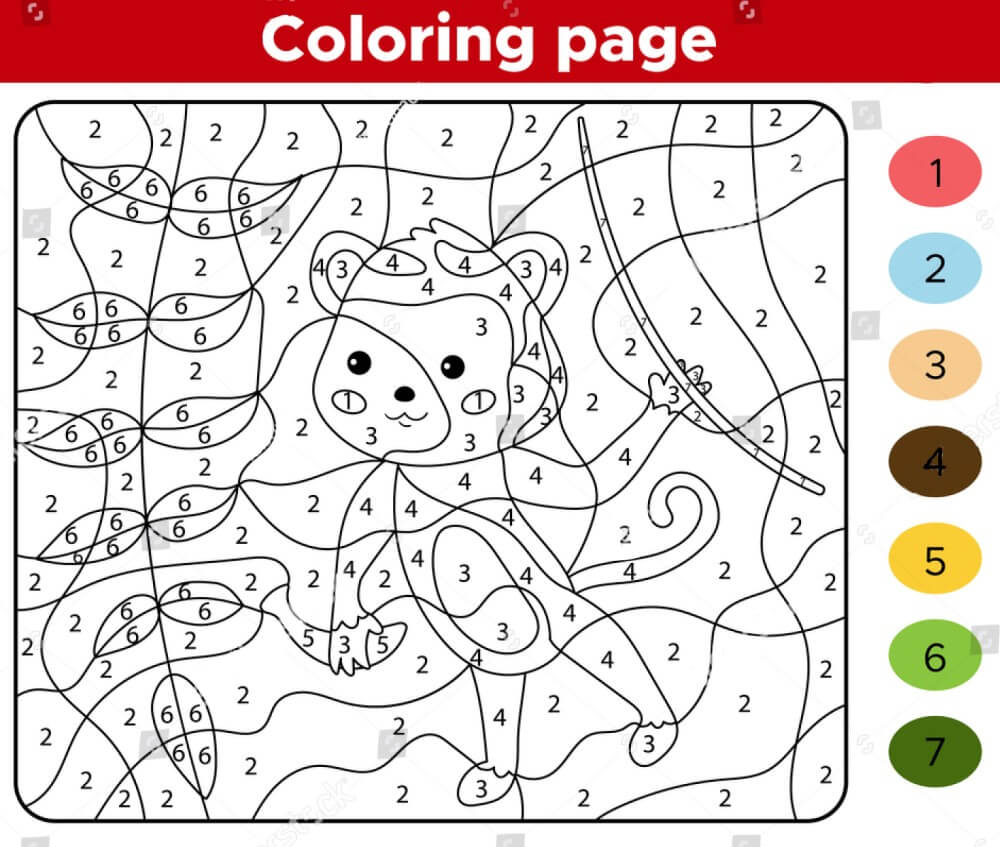 Swinging monkey color by number