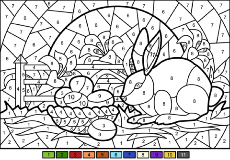The bunny and the easter eggs color by number Color By Number