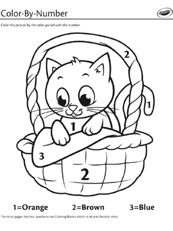 The cat in the basket color by number