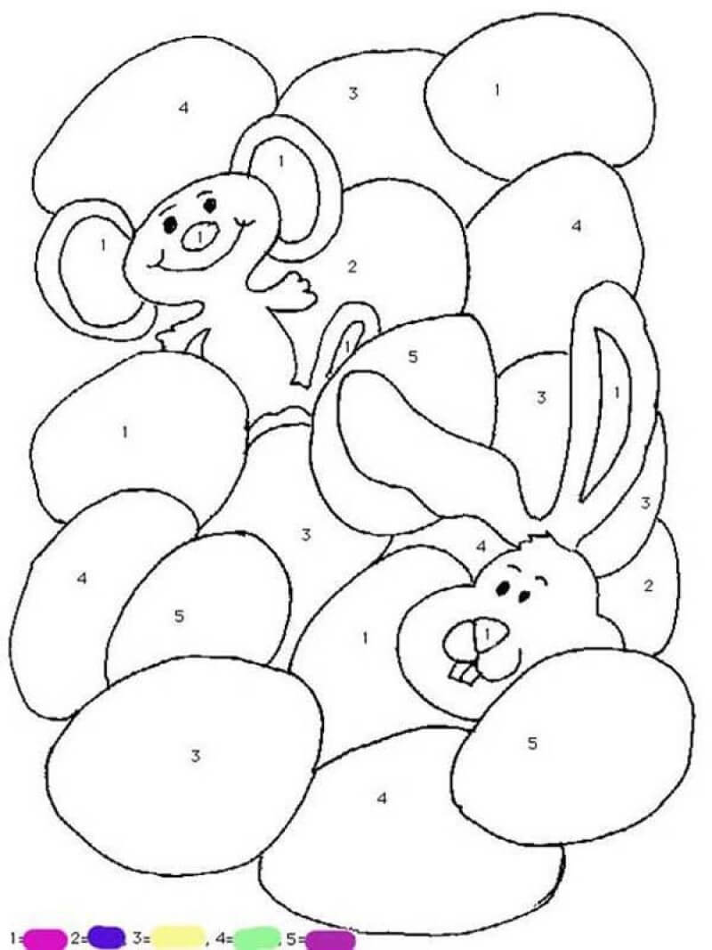 The Easter Rabbit and the Easter Mouse color by number Color By Number