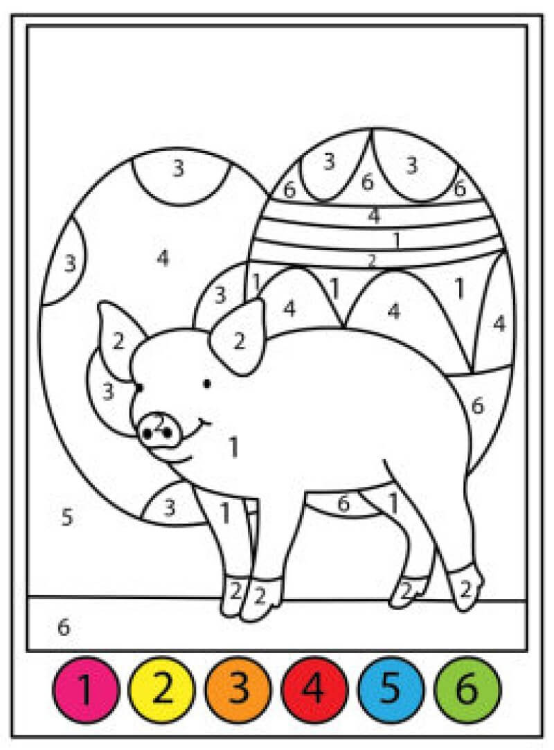 The pig and the easter egg color by number