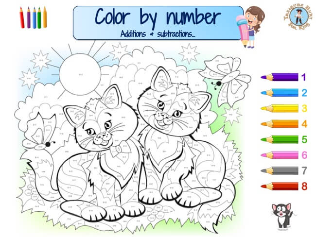 Two cats color by number