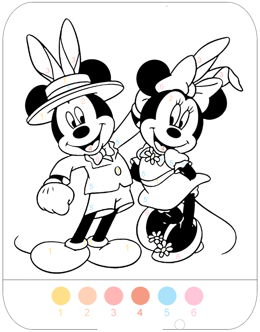 Two Mickey mouse color by number