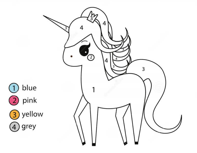 Unicorn with brooch color by number Color By Number
