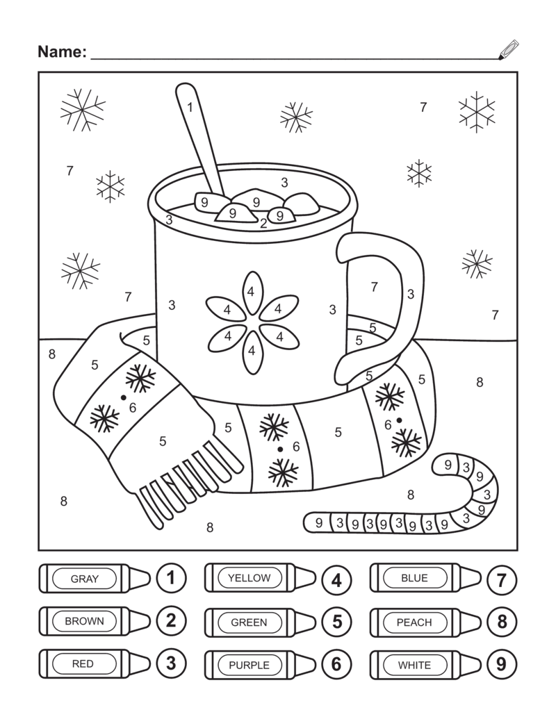 1 cup of hot tea on Christmas day color by number Color By Number
