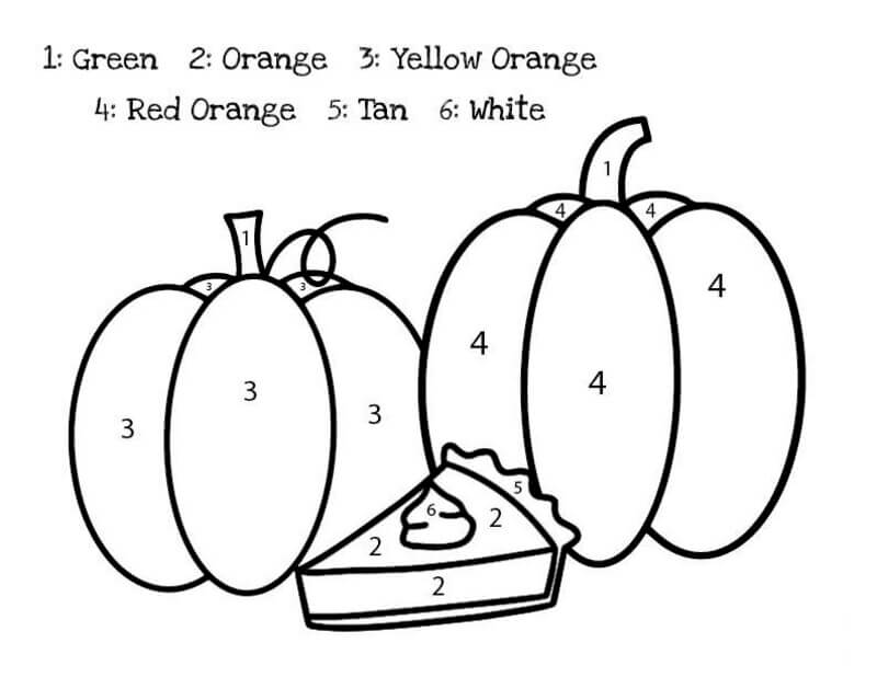 2 Pumpkins and 1 cake color by number