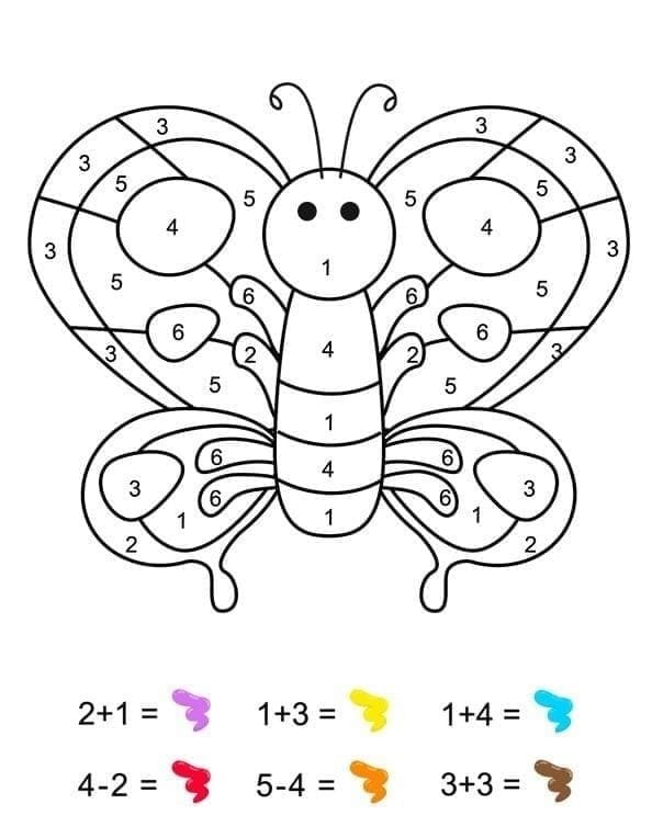 Butterfly Addition Color By Number Color By Number