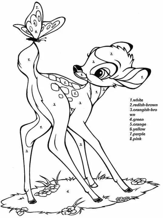 Disney Bambi Color By Number Color By Number