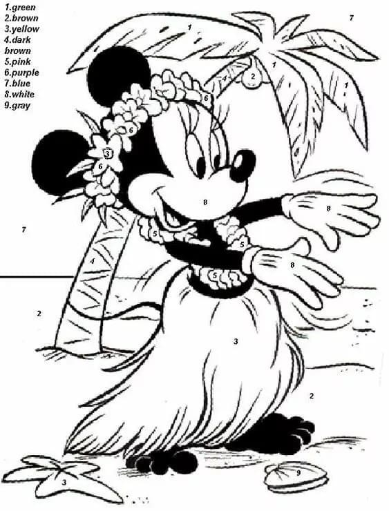 Disney Minnie Color By Number Color By Number