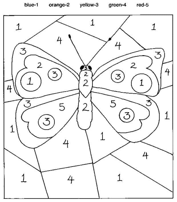 Easy Butterfly Color By Number Color By Number