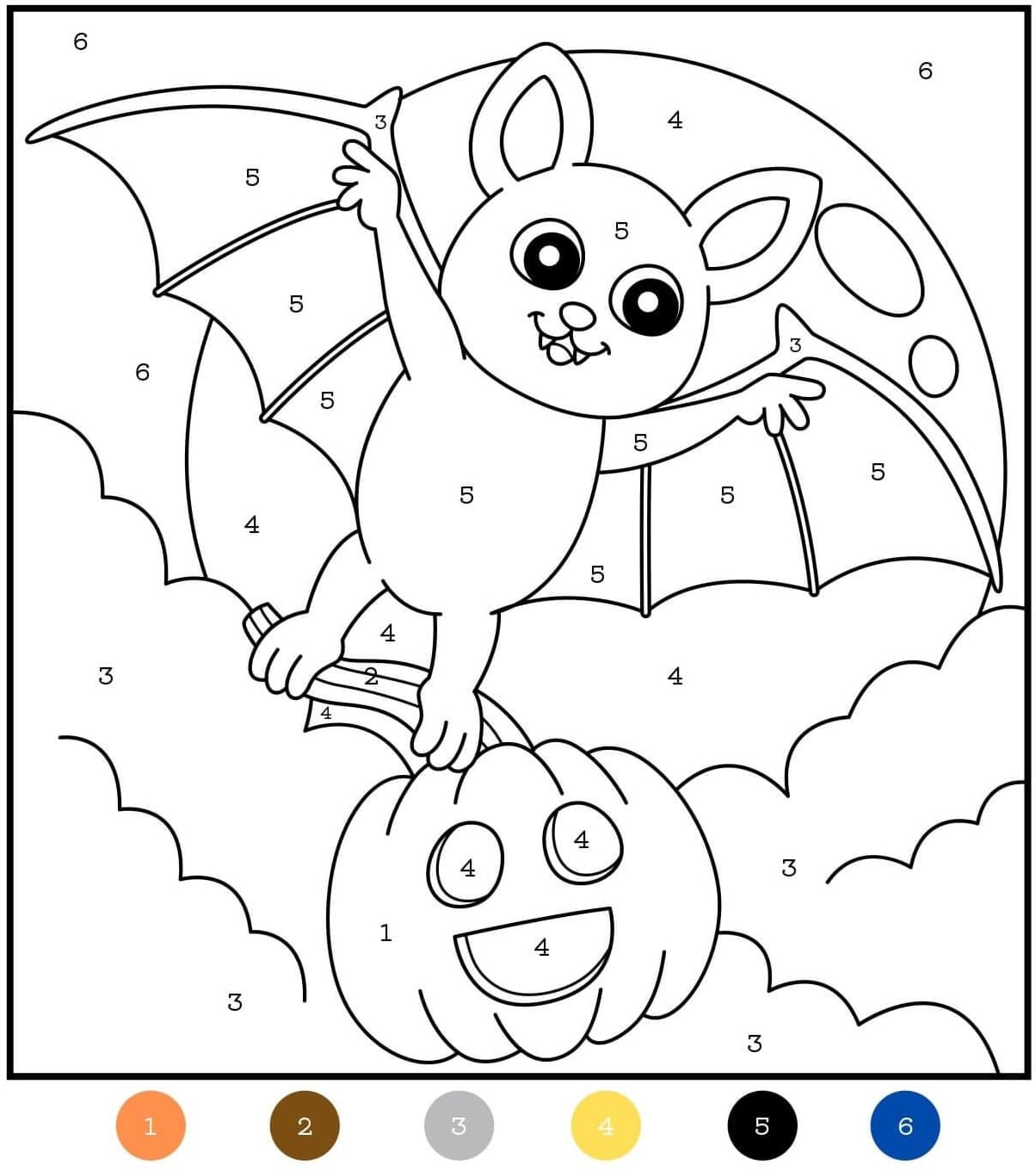 Halloween Bat Color By Number Color By Number