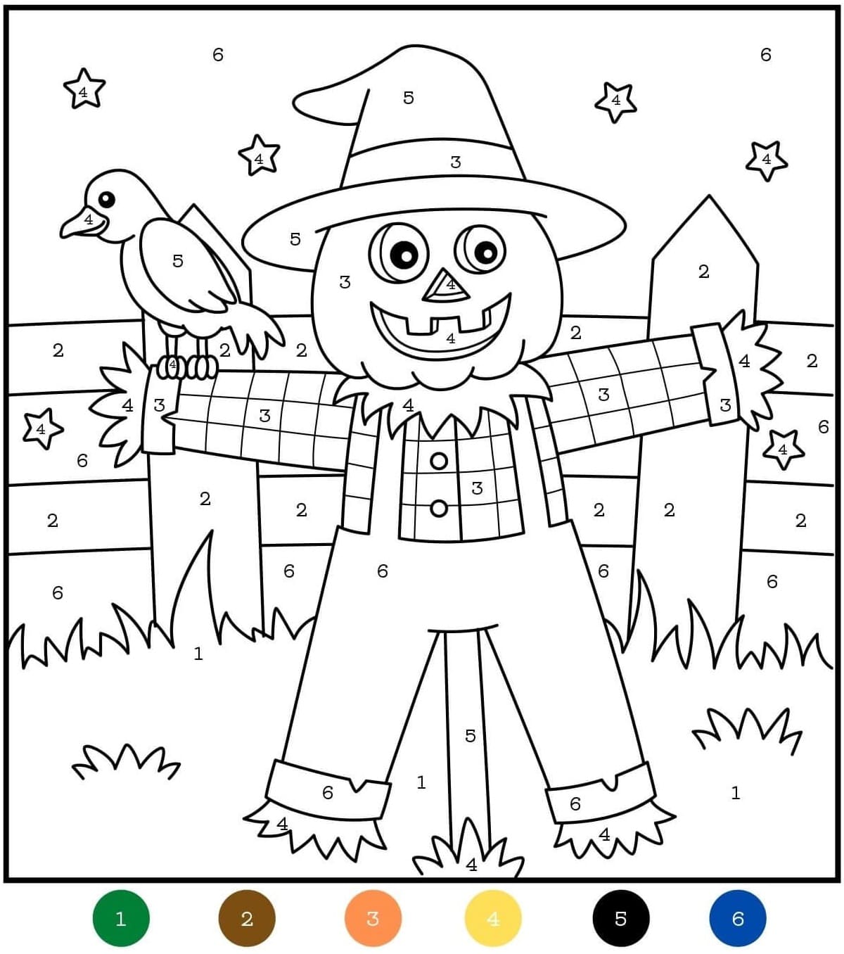 Halloween Scarecrow Color By Number