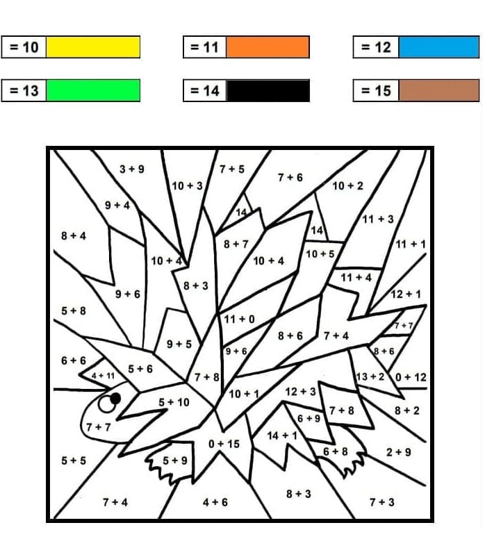 Hedgehog Addition Color By Number Color By Number