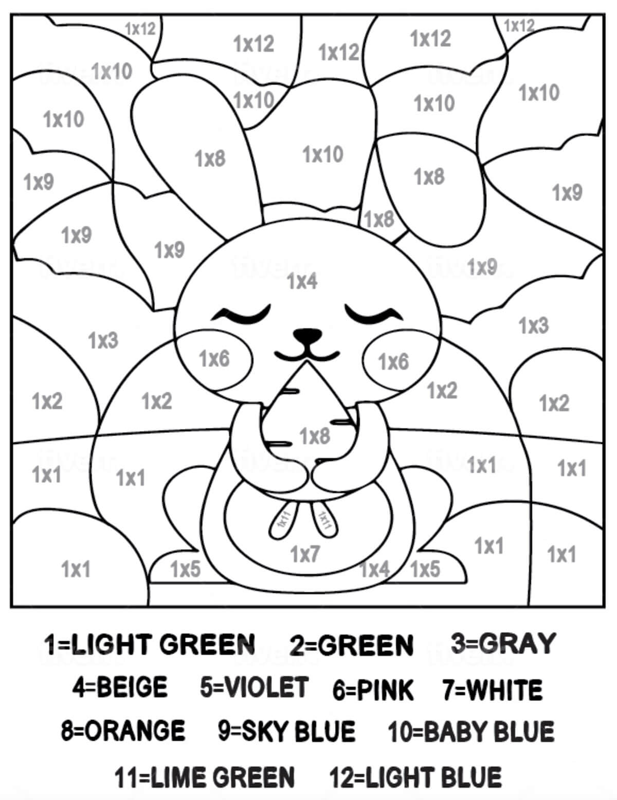 Rabbit Color by Simple Multiplication Color By Number