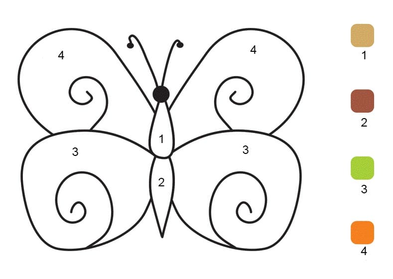 Simple Butterfly Color By Number Color By Number