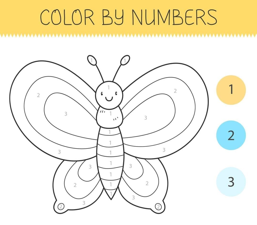 Smiling Butterfly Color By Number Color By Number