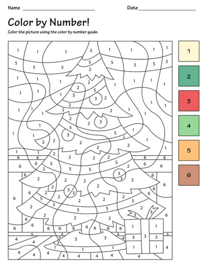 Beauty christmas tree color by number - Download, Print Now!