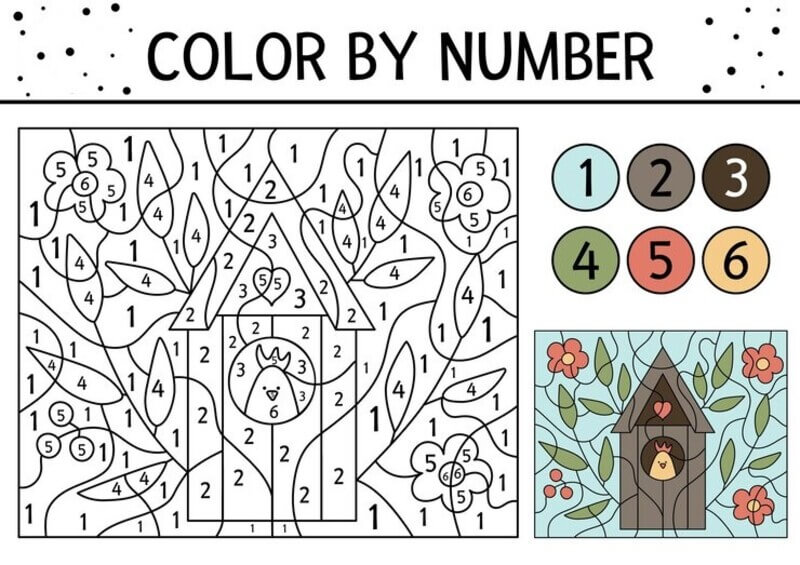 Bird’s nest in spring color by number Color By Number