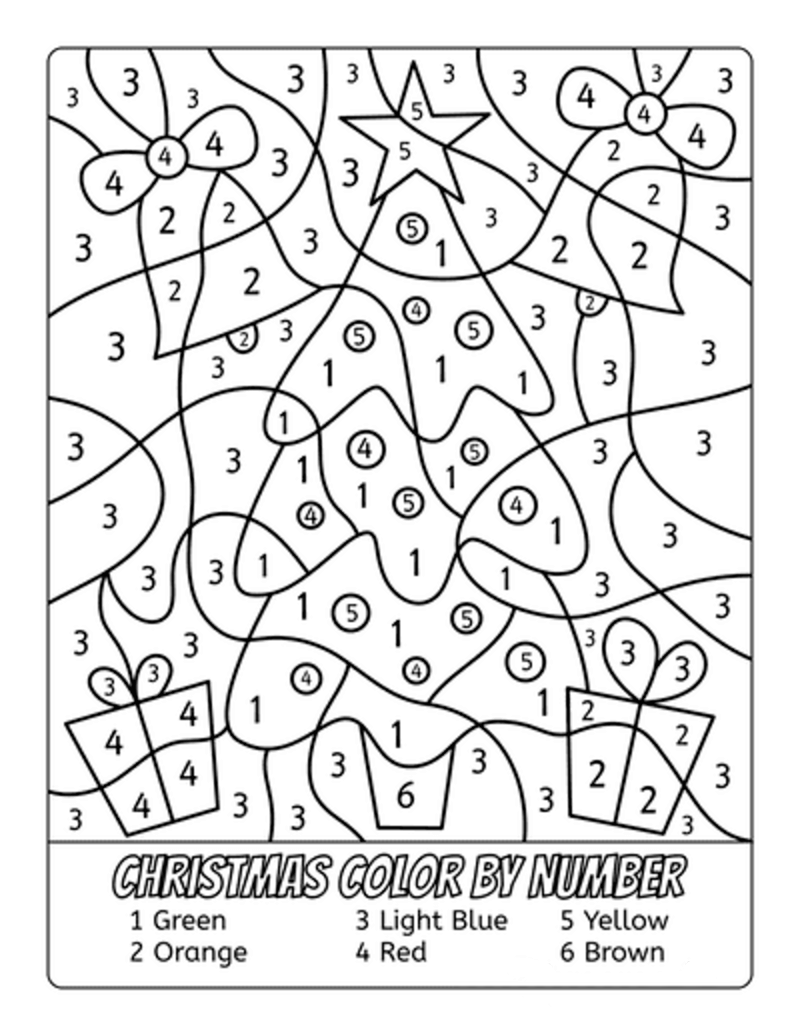 Christmas tree decorations color by number - Download, Print Now!