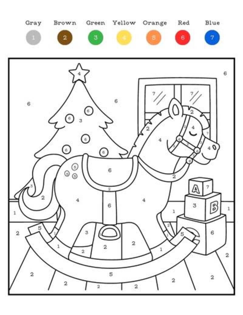Christmas gift Wooden horse color by number