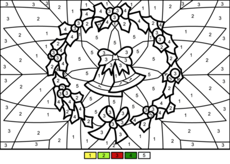 Christmas wreath color by number Color By Number