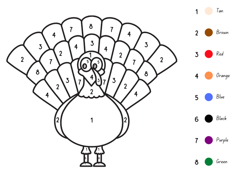Counting Turkeys color by number Color By Number