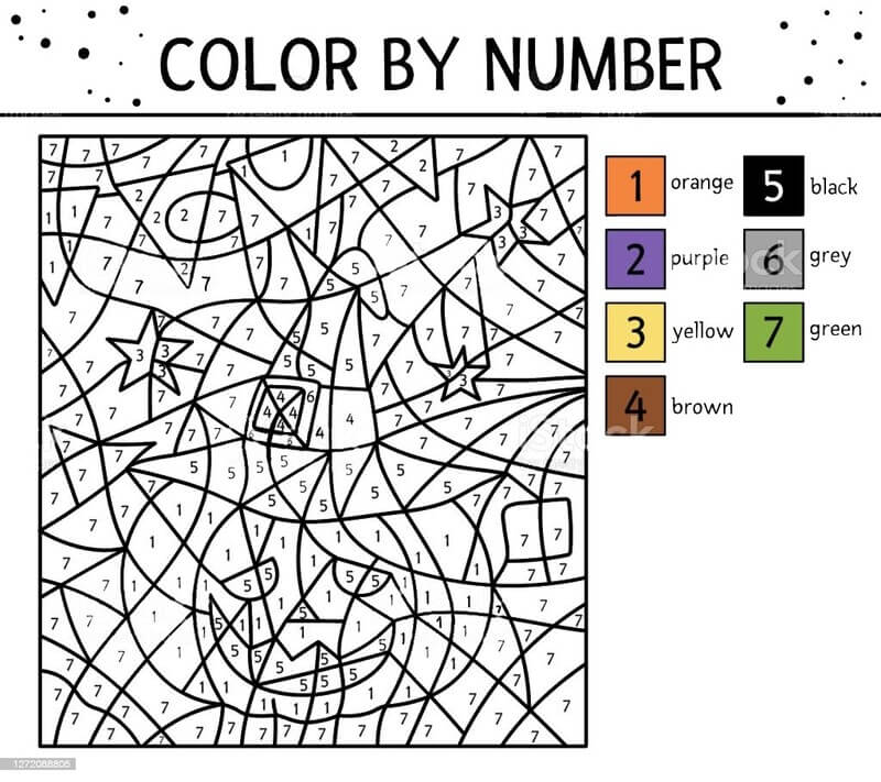 Creepy pumpkin color by number