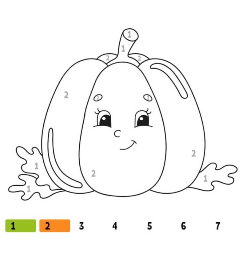 Cute Pumpkin color by number