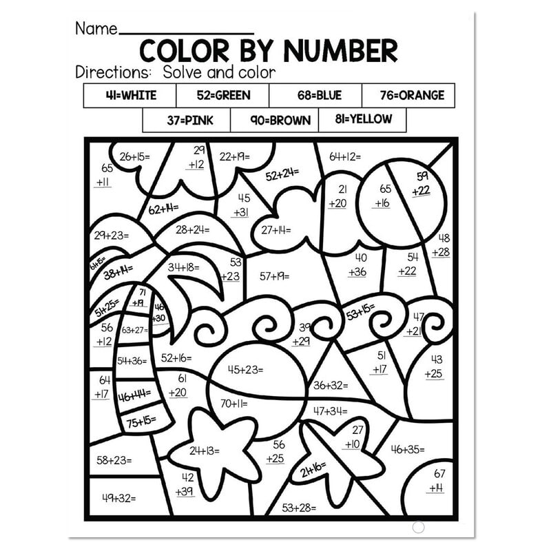 Easy summer color by number Color By Number