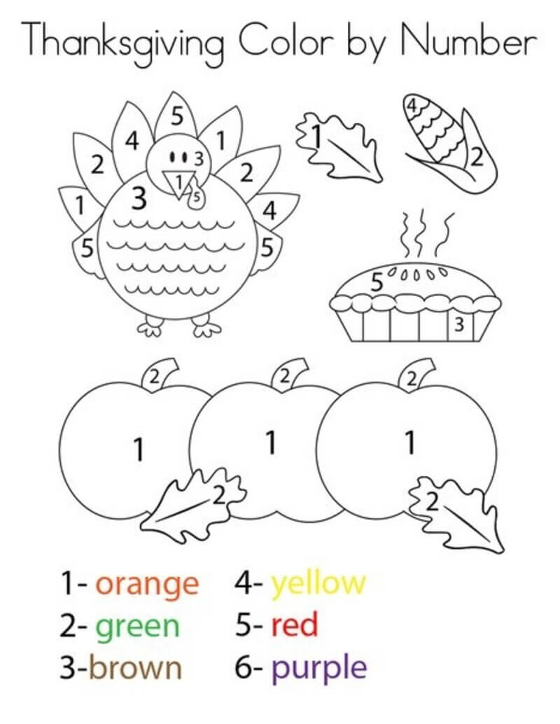 Food on Thanksgiving Day color by number
