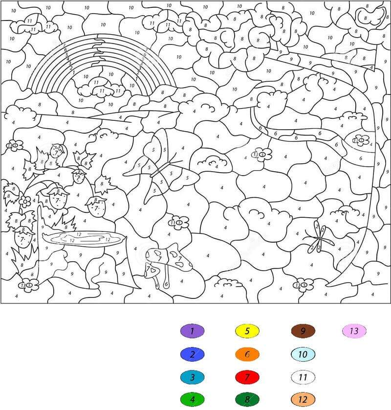 Forest and rainbow color by number