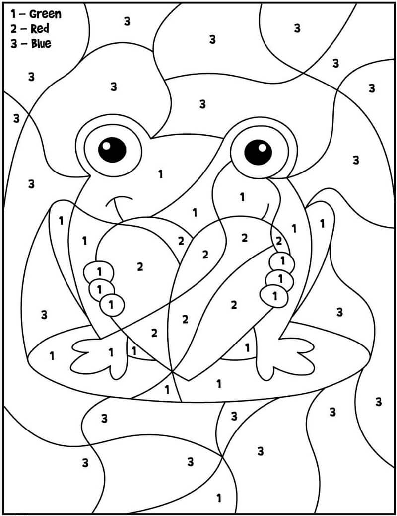 Frog with heart color by number