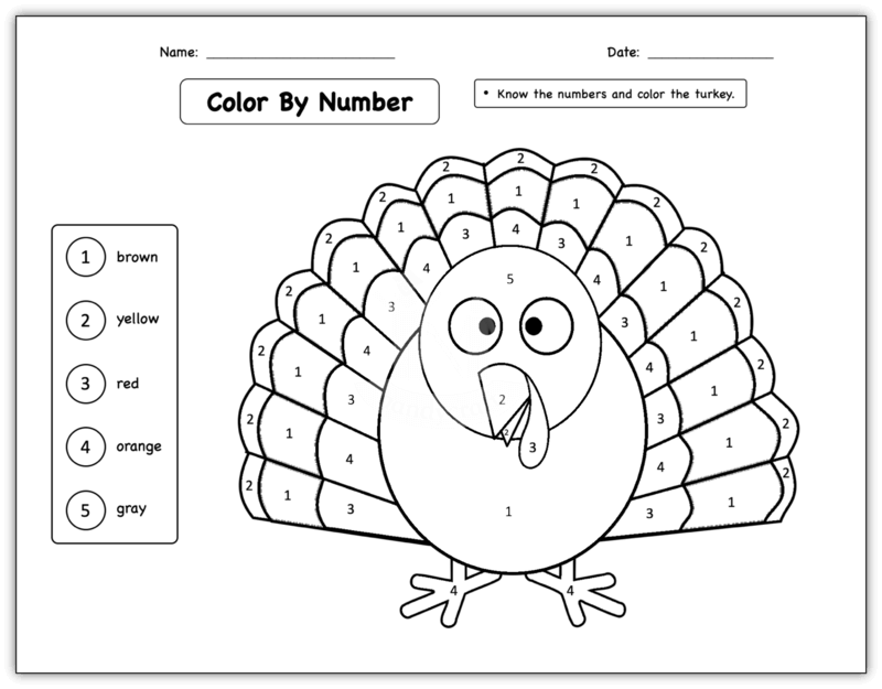 Funny Stupid Turkey color by number