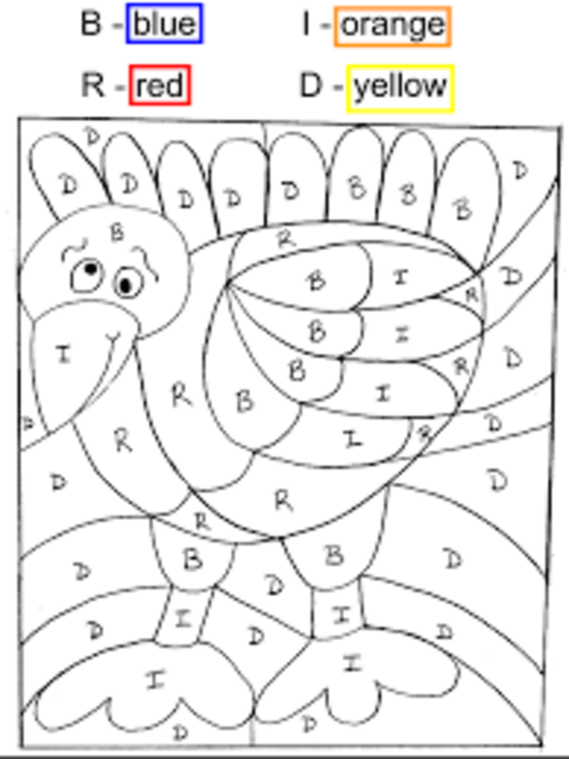 Funny turkey on thanksgiving color by number