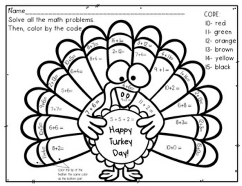 Happy Turkey day color by number