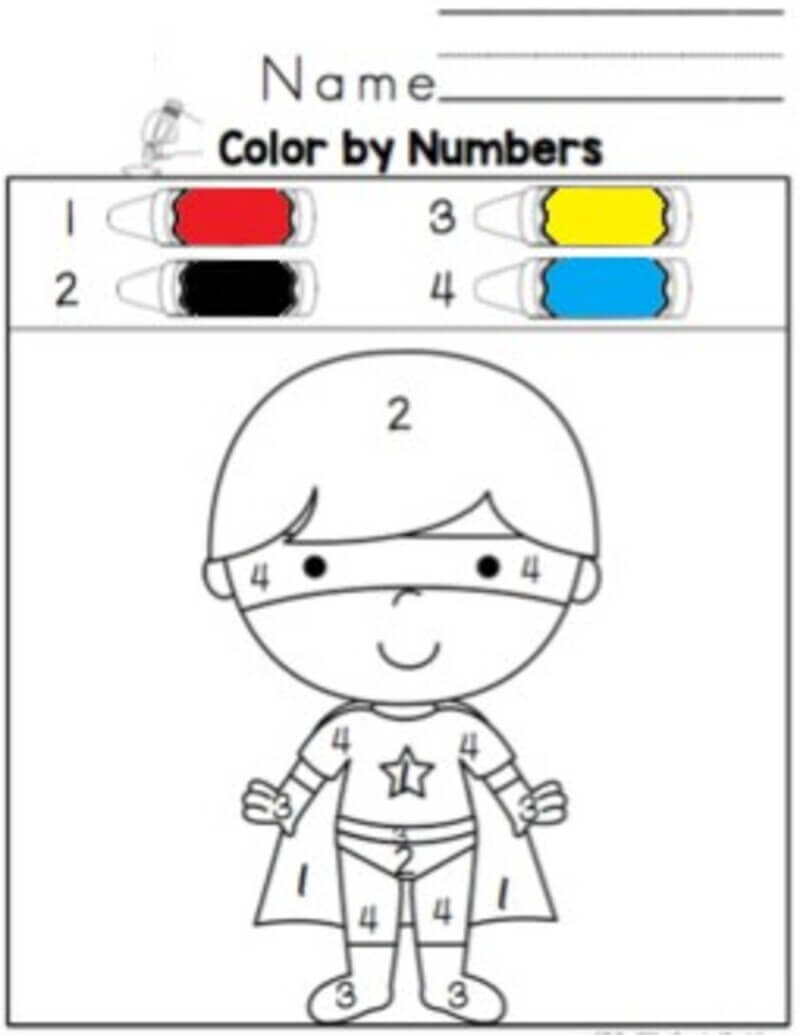 Super Hero Color By Number