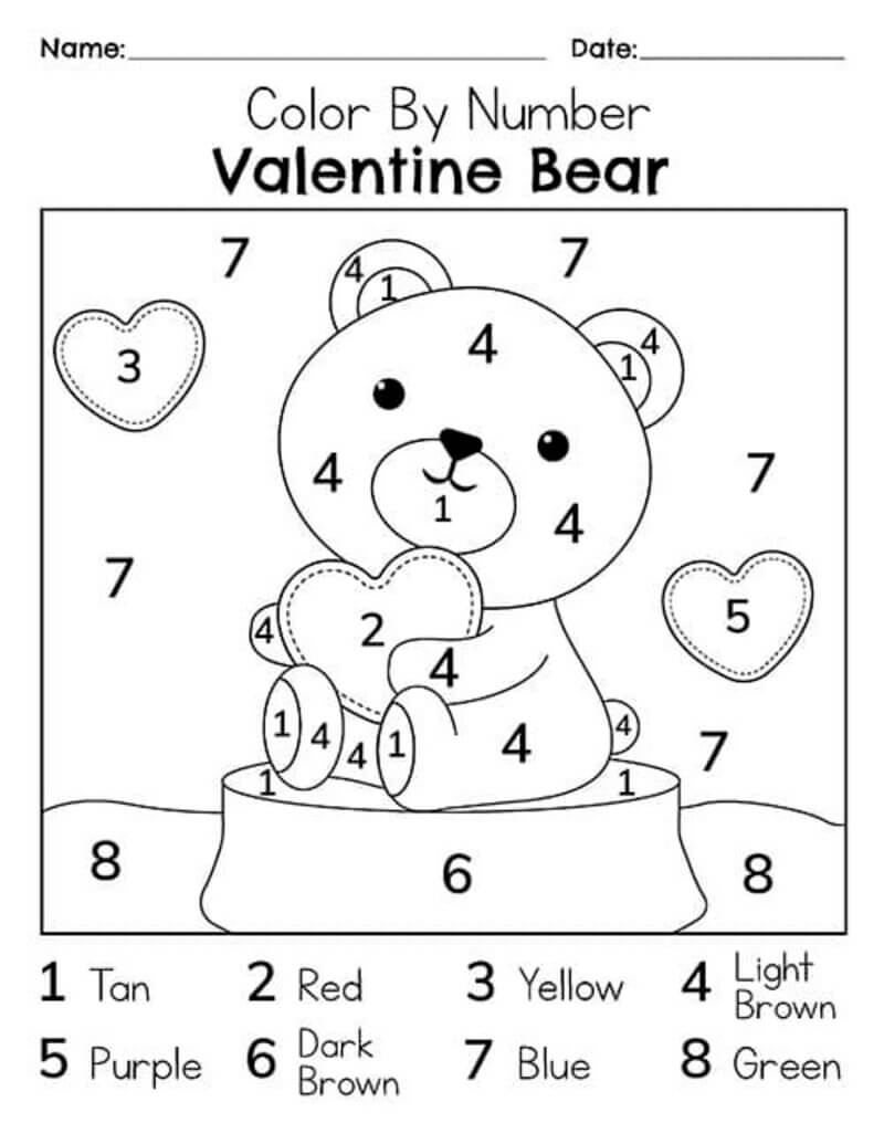 Lovely bear color by number