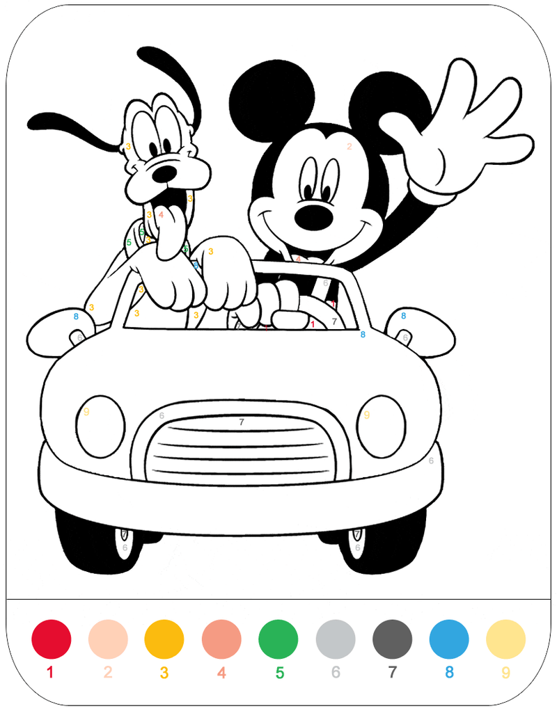 Mickey and Goffy in Disney color by number