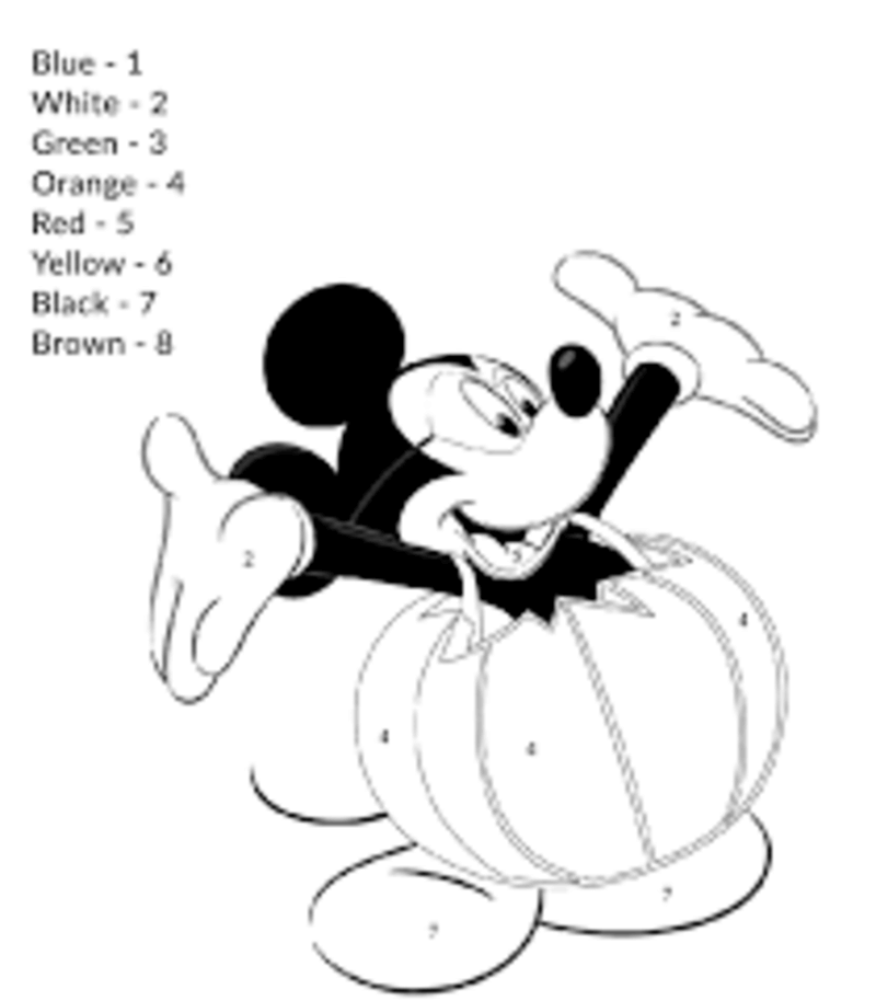 Pumpkin and Mickey Mouse color by number Color By Number