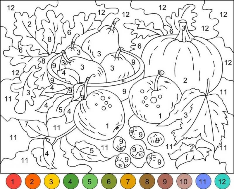 Pumpkin garden in Autumn color by number