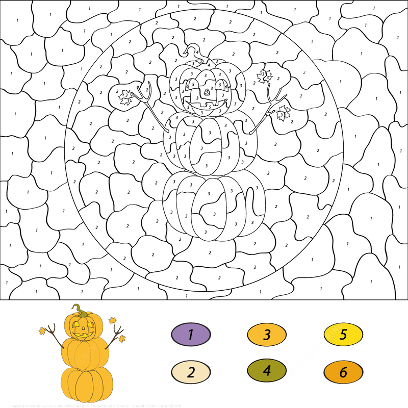 Pumpkin Snowman color by number Color By Number