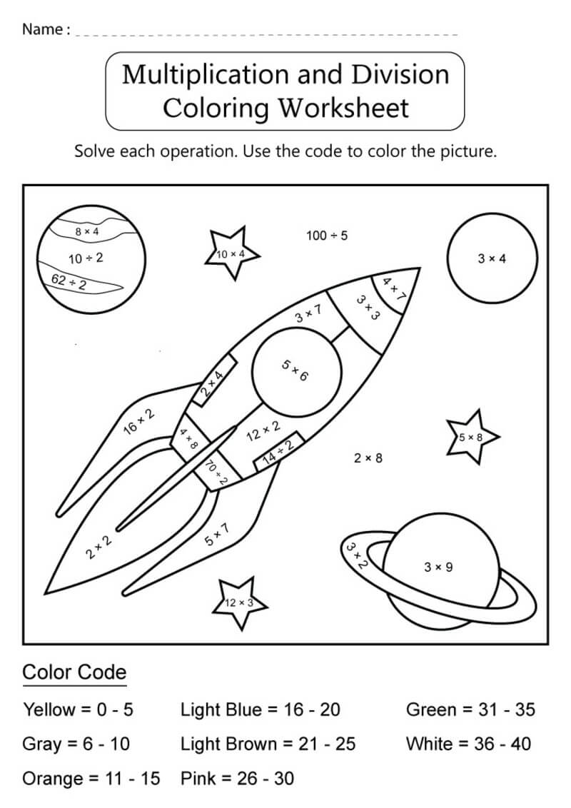Rocket Division color by number Color By Number