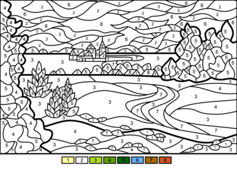 Spring landscape color by number Color By Number