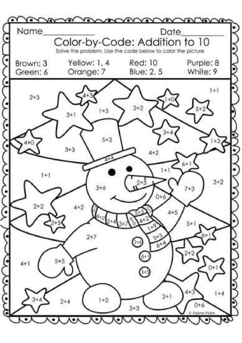 Super Funny snow man color by number - Download, Print Now!