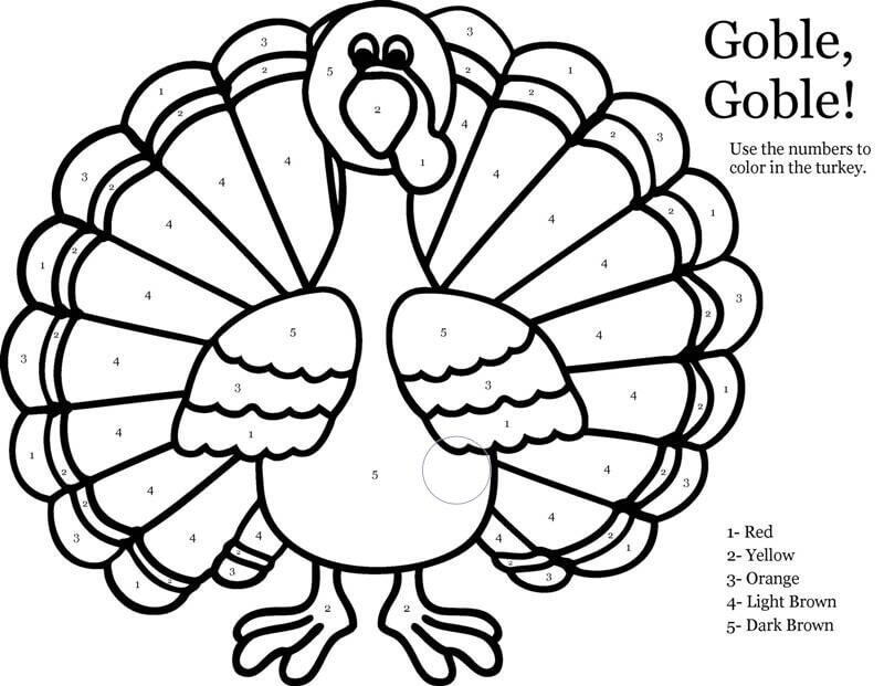 Thanksgiving Turkey color by number Color By Number