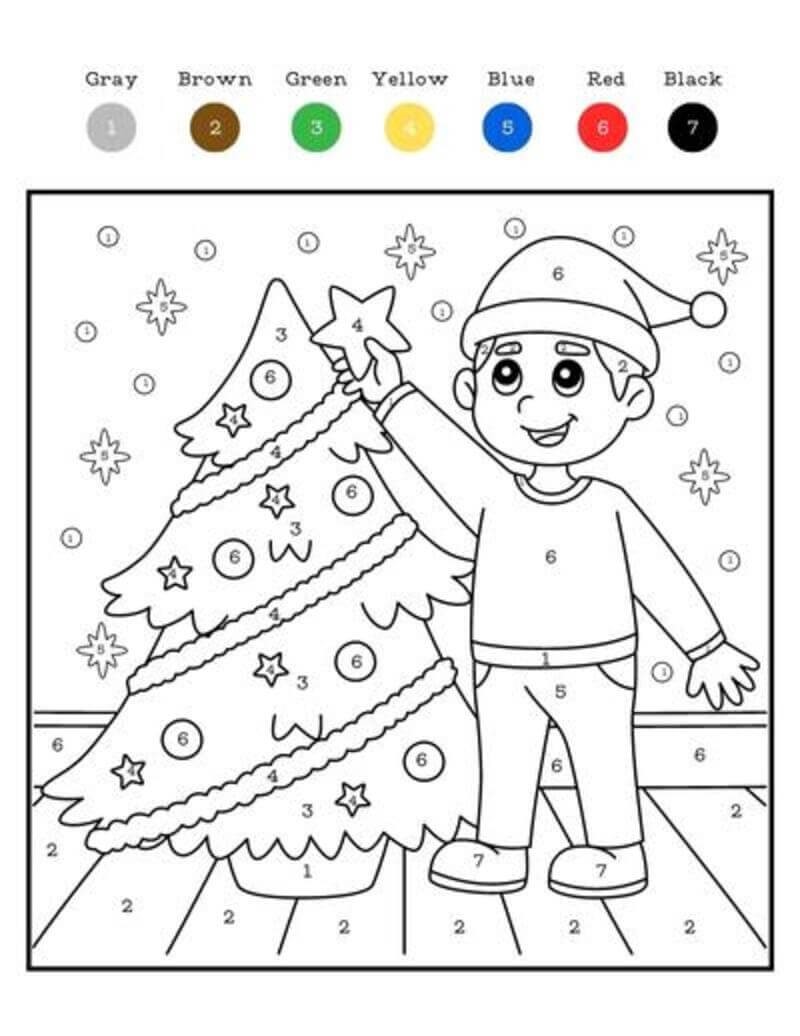 The boy and the pine tree color by number