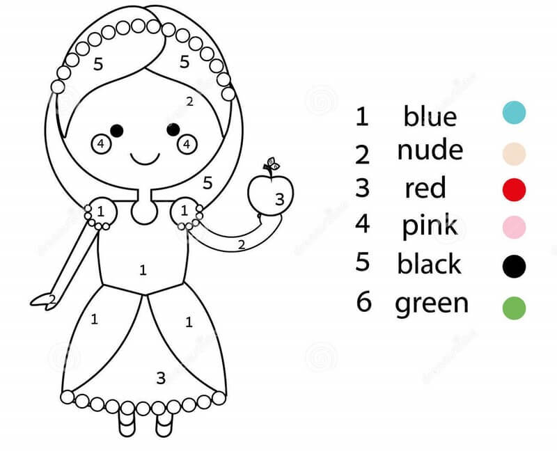 The Princess and the Apple color by number Color By Number