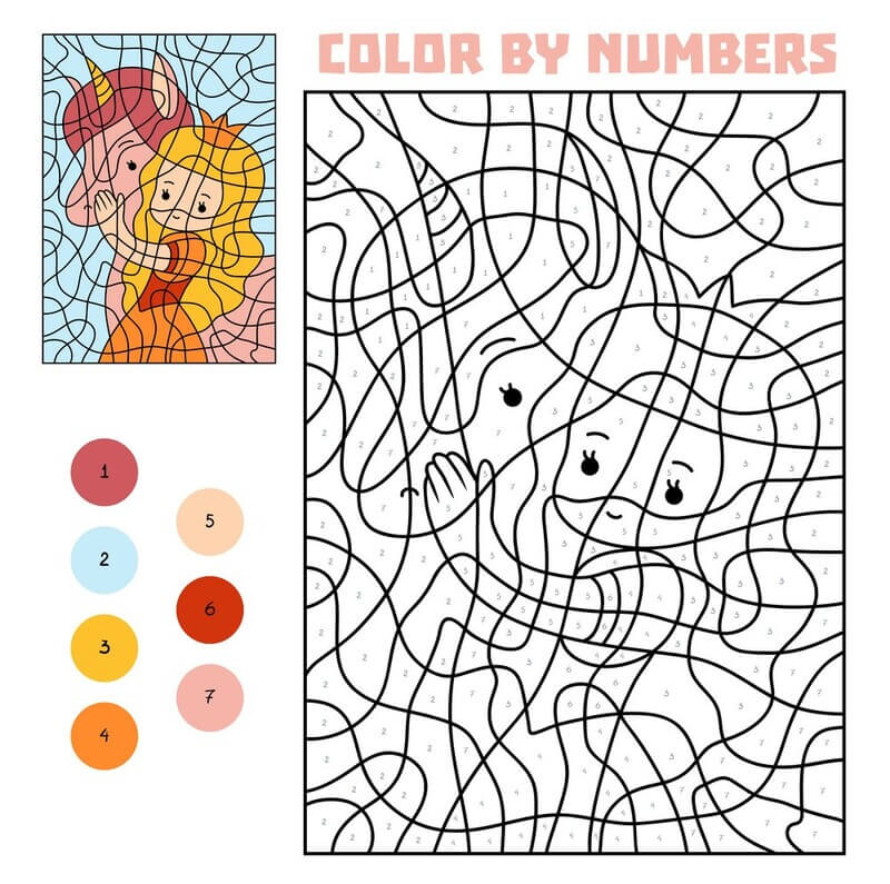 The Princess and the Horse color by number Color By Number