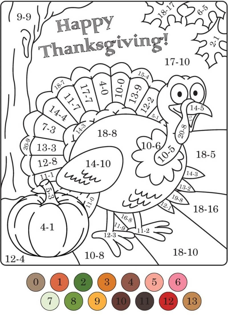 Printable Turkey Color By Number Download Print Now 